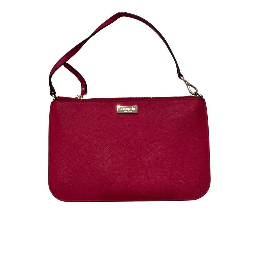 Kate Spade New York Saffiano Leather‎ Wristlet Clutch Red Gold Hardware8x5 EUC